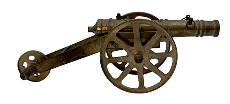 10” Brass Military Rolling Cannon Sculpture