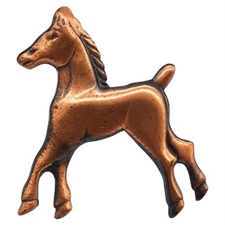 Vintage Whimsical Copper Pony Brooch