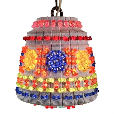 Vintage 70s Lawnware Small Plastic Pendant Swag Lamp