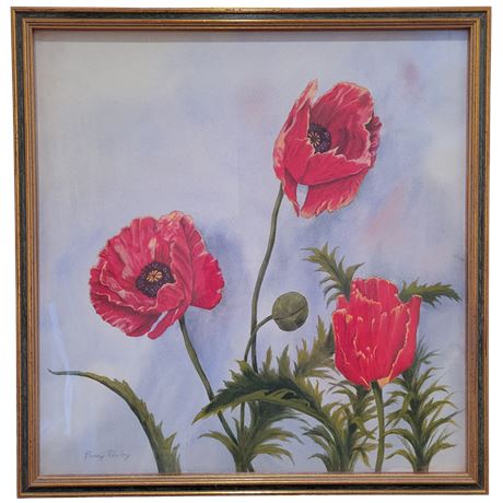 Signed Betty Powley Red Poppies Framed Print