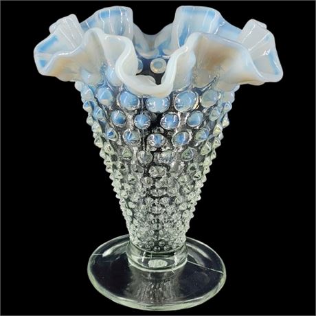 Fenton "Hobnail French Opalescent" Small Double Crimped Vase