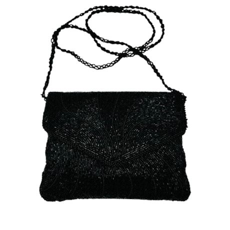 "NEW" Black Beaded Evening Bag