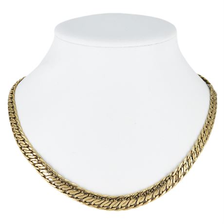 Vintage Signed Milor 14K Gold Graduated Double Curb Chain Necklace