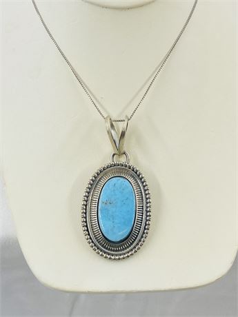 33.7g Running Bear Navajo Sterling Turquoise Necklace