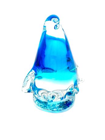 Vtg Handblown Aqua Glass Penguin Figurine