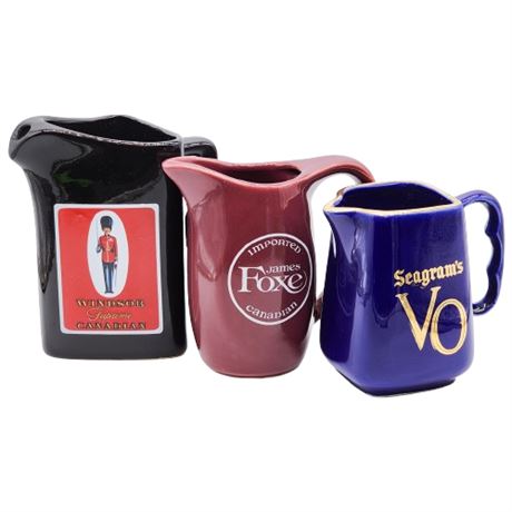 Vintage Ceramic Windson, James Foxe, & Seagram's VO Canadian Whiskey Jugs