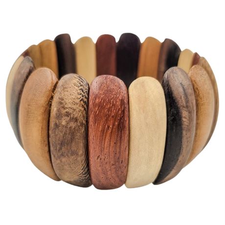 Multicolored Wooden Bead Stretch Bracelet