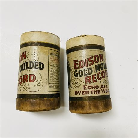 2 Antique Edison Wax Cylinder Photographs