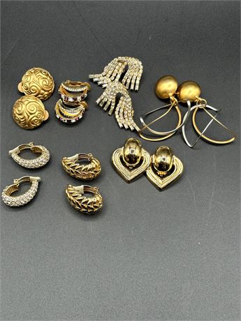Seven Pairs Quality Costume Clip-on Earrings