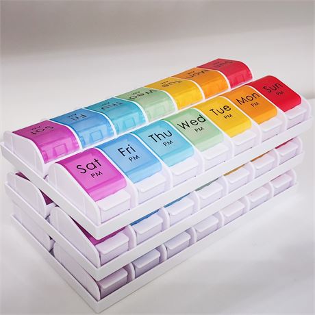 Lot of 3 Large AM/PM Pill Organizers