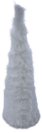 18” Tall Faux White Fur Cone Tree Holiday Decoration