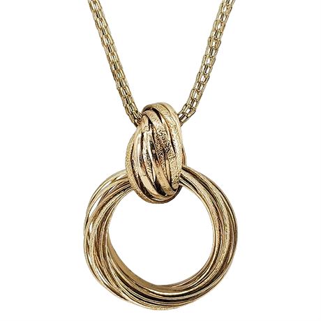 JENNIFER LOPEZ Gold Tone Linked Rings Pendant Necklace
