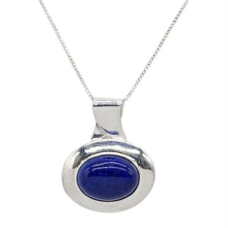 Sterling Silver Lapis Lazuli Pendant Necklace