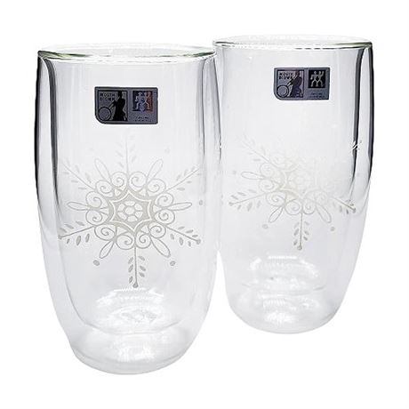 Zwilling JA Henckel "Sorrento" Double Wall  Snowflake Cappuccino Glasses, NEW