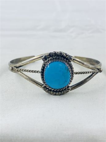 Vtg 12g Navajo Sterling Turquoise Cuff Bracelet