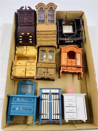 Elaborate Vintage Miniature Dressers + Hutches