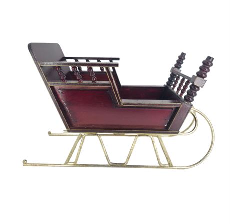 Wood & Brass Doll Sleigh