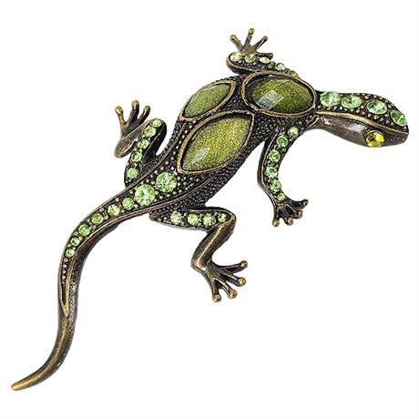 Modern Rhinestone Lizard Brooch