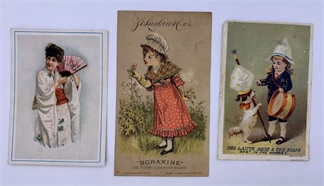 Trio of Victorian era Soap Advertising Trade Cards