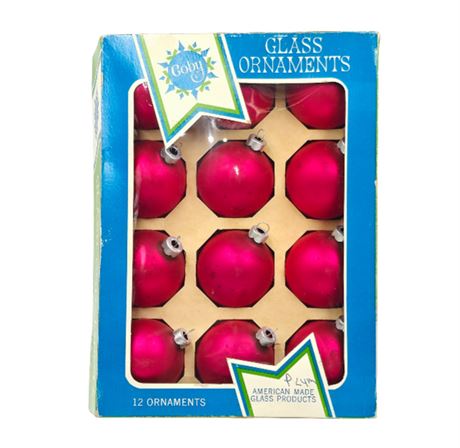 VTG 2" Glass Coby Ornaments, Candy Apple Red