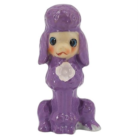 Vintage Overpainted Porcelain Purple Poodle Figurine