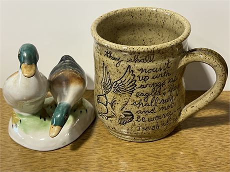 Collectible birds, statue and cup lot
