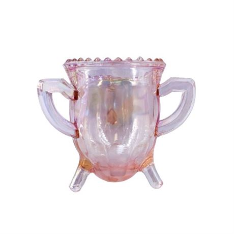 Pink Iridescent 3-Toed Glass Sugar Bowl