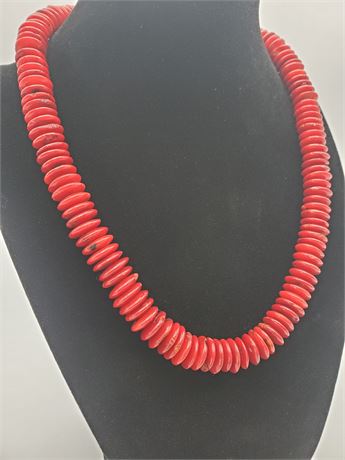 Heavy Jay King Mine Finds Red Coral Disc Necklace 79.4 Grams