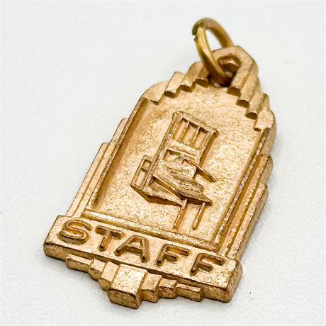 Vintage Gold Tone "STAFF" Pendant