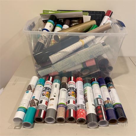 Huge Lot of Cricut & Compatible Vinyl Rolls 90% Sealed and Accessories