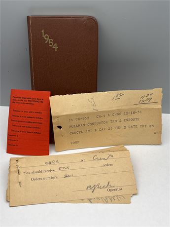 1954 address book train conductor notes Pennsylvania railroad message forms lot