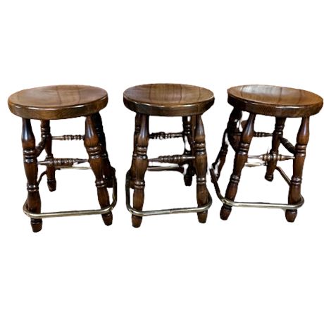 Set of Country Style Low Bar Stools