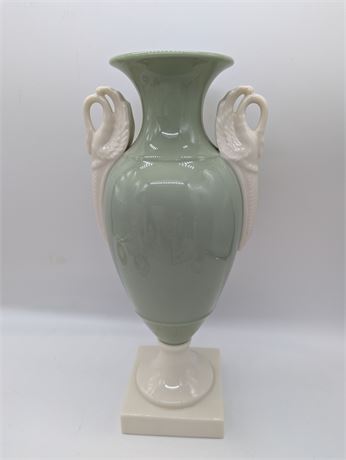 Lenox Green Handled Swan Vase