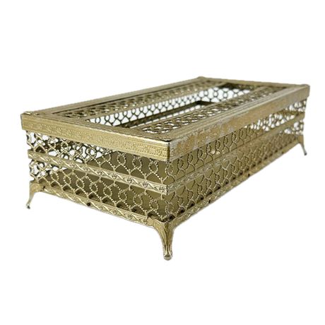 Vintage Gold Filigree Ormolu Tissue Holder