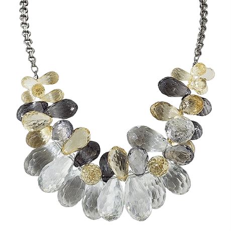 Faceted Teardrop Cluster Statement Necklace