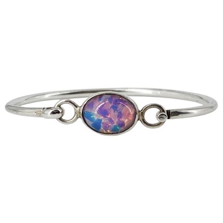 Sterling Silver Art Glass Bangle Bracelet