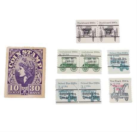 American Insurance Cinderella 10 cent & Precanceled Stamps