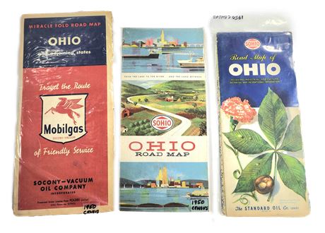 Vintage 50's Lot of Ohio Road Maps