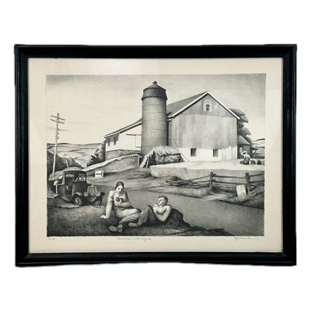 Signed Lithograph "Landscape with Figures" by Benton Murdoch Spruance