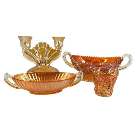 Lot of Assorted Vintage Marigold Carnival Glass Items