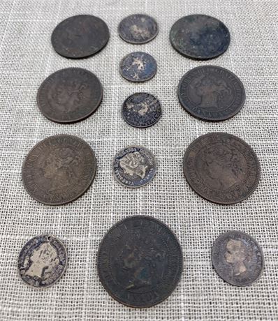 13 pc Victorian Era Canadian Coin Lot