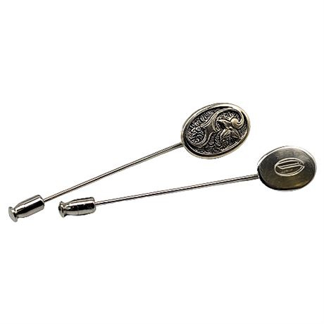 Pair Sterling Silver Stick Pins
