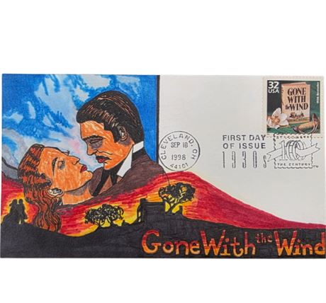 FDC 1998, Gone With the Wind, Hand Painted & Signed