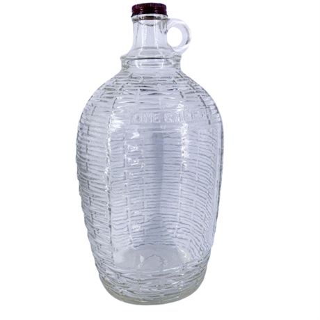 One Gallon Basketweave Clear Glass Jug with Lid
