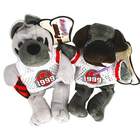 2 Vintage 1999 Cleveland Browns DAWG POUND Plush Beanie Toys ~ Trapper & TD