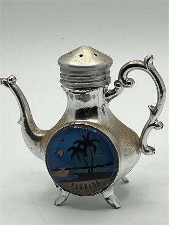 Silvertone teapot souvenir salt shaker from Florida