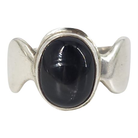 Vintage Sterling Silver Black Tiger's Eye Ring, Sz 7.25