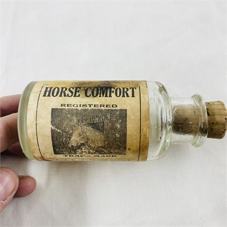 Antique Horse Comfort Bottle w/ Paper Label