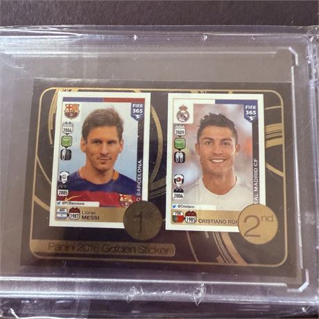 2016 Panini Golden Sticker Messi + Ronaldo