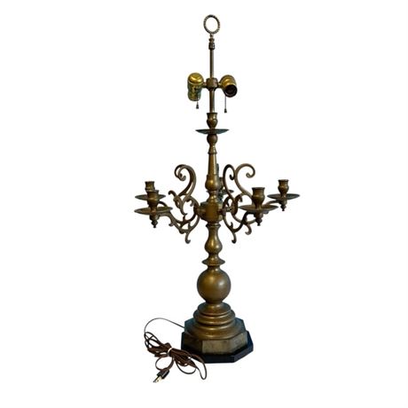 Vintage 5 Arm Bronze Candlestick Lamp
